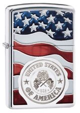 Zippo American Stamp on Flag High Polish Chrome Windproof Lighter, 29395 picture