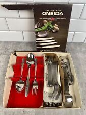 Vintage Oneida Rose Shadow Stainless Flatware 50 Piece Set For 8 Made in USA picture