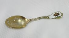 Antique Sterling Demitasse Spoon Pam American Expo 1901 Enamel Buffalo picture
