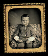 Antique daguerreotype Photo lifeless or catatonic looking boy Unusual Antique picture