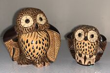 Lot Of 2 Artesania Rinconada Owl Vintage Adult And Baby picture