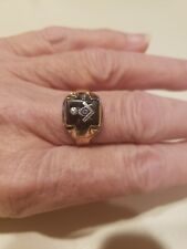  Men's 10K Masonic ring.  Diamond accented compass. size 9.25. picture