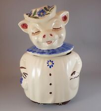1940's Shawnee Pottery Winnie Pig Cookie Jar Blue Collar USA - Read Details picture