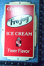 RARE 1930s COON'S FRO JOY ICE CREAM STAMPED PAINTED METAL SIGN MILK DAIRY COW picture