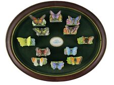 Set of 12 Franklin Mint Butterfly Garden Napkin Rings in Display Oval Case picture