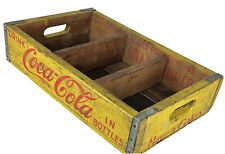 Vintage COCA-COLA Wooden Metal Yellow Soda Pop Crate Box Coke picture