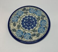 Polish Pottery UNIKAT Trivet Signed Bt Th Artist See Pictures-Blues & Greens&Tan picture