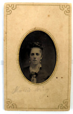 Antique Daguerreotype Photograph, 1890's Young Lady, Earrings, Scarf , 2x3 picture