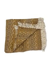 Vtg AMANA Woolen Mills 100% Wool Throw Blanket Geometric Beige Brown 110”x66” picture