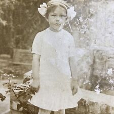 Antique Postcard Little Girl Standing in Garden RPPC Real Photo VELOX 1907-1909 picture