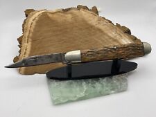 Vintage Early Kinfolks Large Single Blade Folding Hunter jigged bone--968.24 picture
