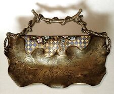RARE antique ART NOUVEAU copper fire enameled cloisonné serving bowl centerpiece picture