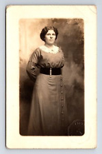 RPPC Portrait of Woman in Dress Chas E Young Studios Nevada Missouri MO Postcard picture