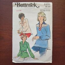 Vintage  1970s Butterick 4491 Sewing Pattern Boho Women's Yoked Shirt Sz 12 picture