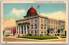 Vtg Little Rock Arkansas AR City Hall & Fire Department 1930s View Postcard picture