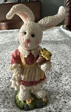 Pretty Miss Bunny Rabbit All Ready For Easter In Pink Dress 5” Tall picture