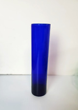 Vintage Hand-Blown Cobalt Blue Glass Bud Flower Vase Cylindrical flute picture