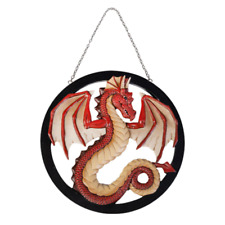 Premium Quality Mythical Red Dragon Wall Hanging Decor Features Silver Chain picture