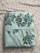 VTG Cannon Monticello Blue Rose Full Flat Sheet, 81x104, Retro Material picture
