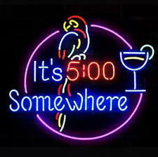 Neon Signs Gift It is 5:00 Somewhere Beer Bar Pub Store Room Wall Decor 19x15 picture