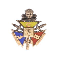 Yellow Gold Knights of Pythias Antique Badge - 14k Enamel FCB Fraternal Pin picture