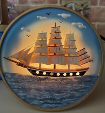 Vintage ALSY Lighting Hand Painted Ceramic Sailing Ship Accent Lamp 7