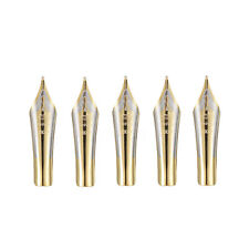 5pcs 35 x 6mm Replace Fountain Pen Nibs 0.5mm Medium Fine Nib Iridium Tip Gold c picture