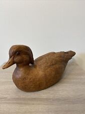 Vintage Large carved wooden duck w/ glass eyes picture
