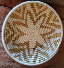 Vintage Coiled Basket Bowl Wall Hanging Color Rwanda Bohemian Tribal Boho 17.5