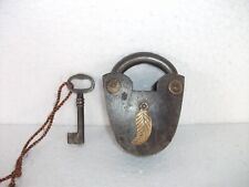 Vintage Big Solid Heavy Iron Handcrafted Padlock, Nice Patina picture