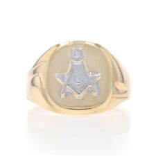 Yellow Gold Blue Lodge Men's Master Mason Ring - 10k Diamond Single Cut Masonic picture