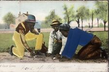 A Quiet Game Dice Game RARE Embossed SILK  Black America Postcard Playing Dice picture