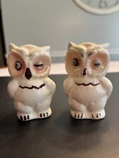 Vintage 1950’s Shawnee Pottery Winking Owl Salt and Pepper Shakers picture