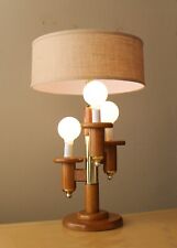RARE MID CENTURY DANISH MODERN MODELINE BRASS CACTUS TABLE LAMP 1960S WOOD VTG picture