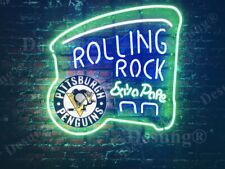 Pittsburgh Penguins Rolling Rock Beer Neon Sign Light Lamp 24