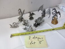 Pewter Dragon lot of 8 metal fantasy magic dragons 2-5 inches vintage 