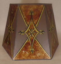 New Mica Lamp Shade, Decorated Antique Amber Hexagon Style, 10