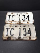 Vintage Indiana 1951 License Plates Matched Pair Fulton County TC 134 picture