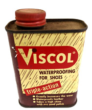 Vintage VISCOL Waterproofing For Shoes Tin Can Triple Action empty 12oz picture