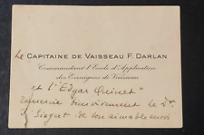 François Darlan Signed Card Commander-in-Chief of the French Navy WWII *RARE* picture