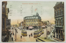 1909 Fountain Square Elgin Illinois Postcard picture