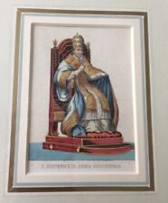 Antique hand colored lithograph s. pontefice in sedia gestatoria french mat picture