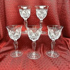 VINTAGE BOHEMIA CRYSTAL HANDCUT WINE GLASSES  SET OF 5 picture