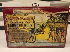 ZANZIBAR-CARBON-LAUNDRY BLUE-**Rare**1922-B Heller&Company-Tin Box-Antique picture