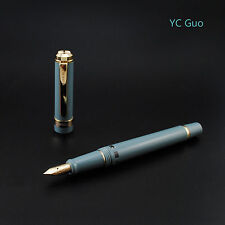 2017 Wing Sung 698 Piston 14K Gold Pen Teal Golden Clip Fine Nib Without Box  picture