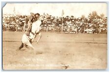 Pendleton OR Postcard RPPC Photo Let Er Buck Easy To Ride Round Up c1910's picture