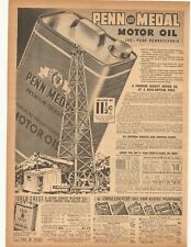 1938 Penn Medal Motor Oil, Gold Crest, Tractor Batteries Double Sided Sears Adve picture