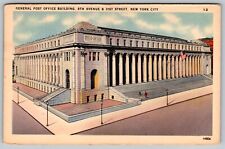 POST OFFICE NYC NEW YORK VINTAGE 1910 Vintage POSTCARD 8TH AVE 31ST STREET picture