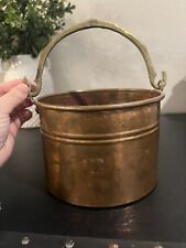 Vintage COPPER Pail Bucket Cast BRONZE Handle Rustic Primitive Country  picture
