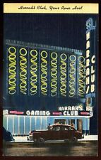 RENO Nevada Postcard 1940s Harrah's Club Old Car picture